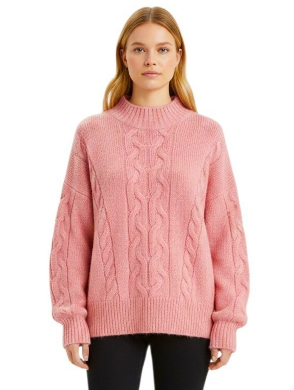 OLD NAVY! PERSIMMON CABLE KNIT, OVERSIZED & DRAPEY SOFT CREW NECK SWEATER! SZ XL